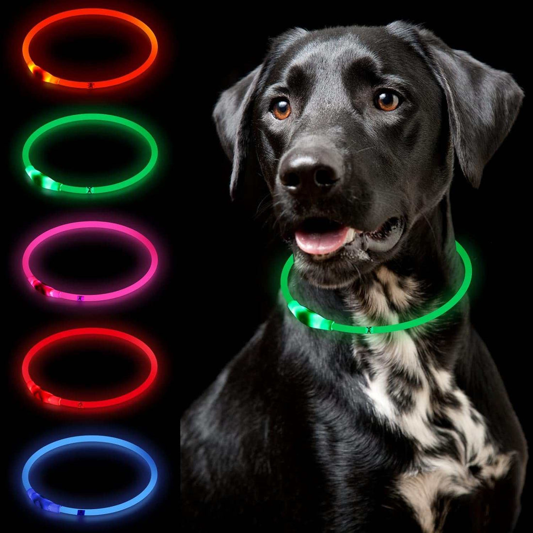 Led Dog Collar Light up Dog Collars,Dog Lights for Night Walking,Glow in the Dark Dog Collar for Large Medium Small Dogs,Usb Rechargeable Kbtzc（Green）