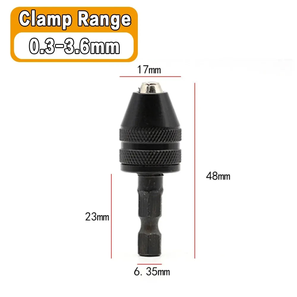 STONEGO Keyless Drill Chuck Converter 3/8"- 24UNF Thread Quick Change Adapter 1/4" Hex Shank