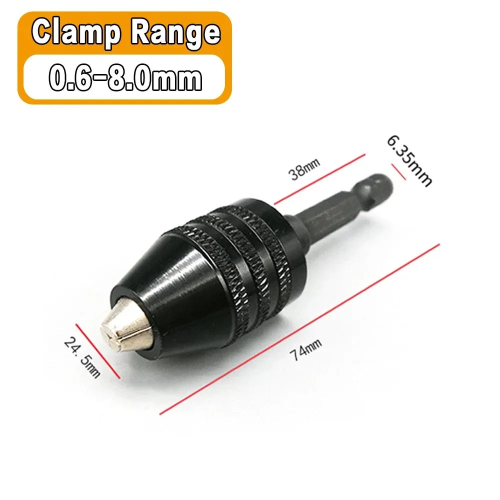 STONEGO Keyless Drill Chuck Converter 3/8"- 24UNF Thread Quick Change Adapter 1/4" Hex Shank