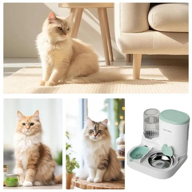 Feeder and Water Dispenser Set Dog Automatic Food Water Dispenser Kit Large Capacity Pet Feeding Station for Cats Dogs Rabbits