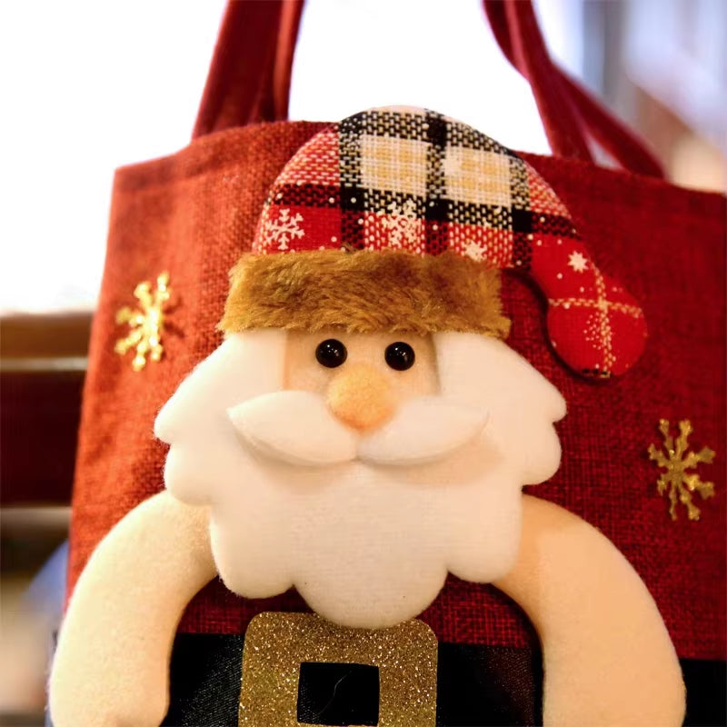 10PCS Christmas Gift Bags Tote Gift Bags Christmas Eve Apple Gift Bags Candy Bags Cloth Bags Decorations Christmas
