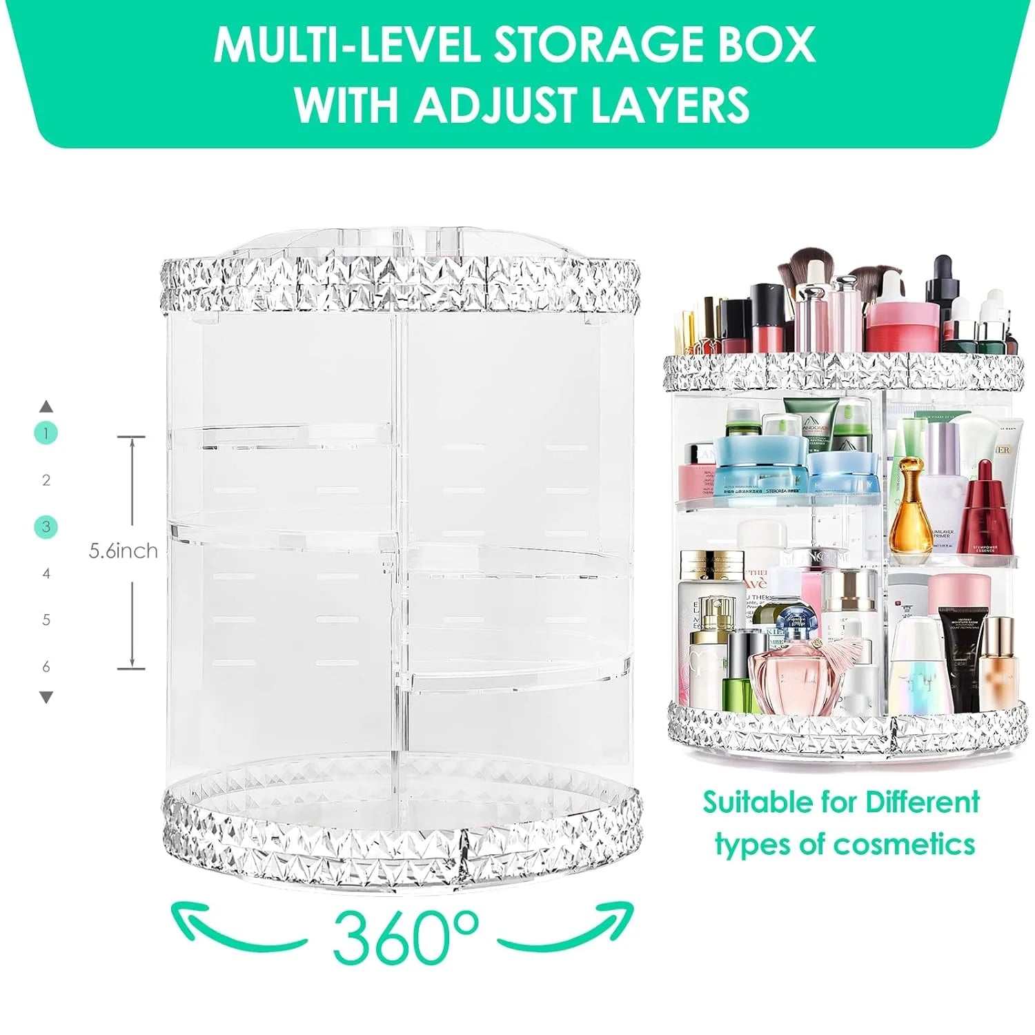 360° Rotating Makeup Organizer