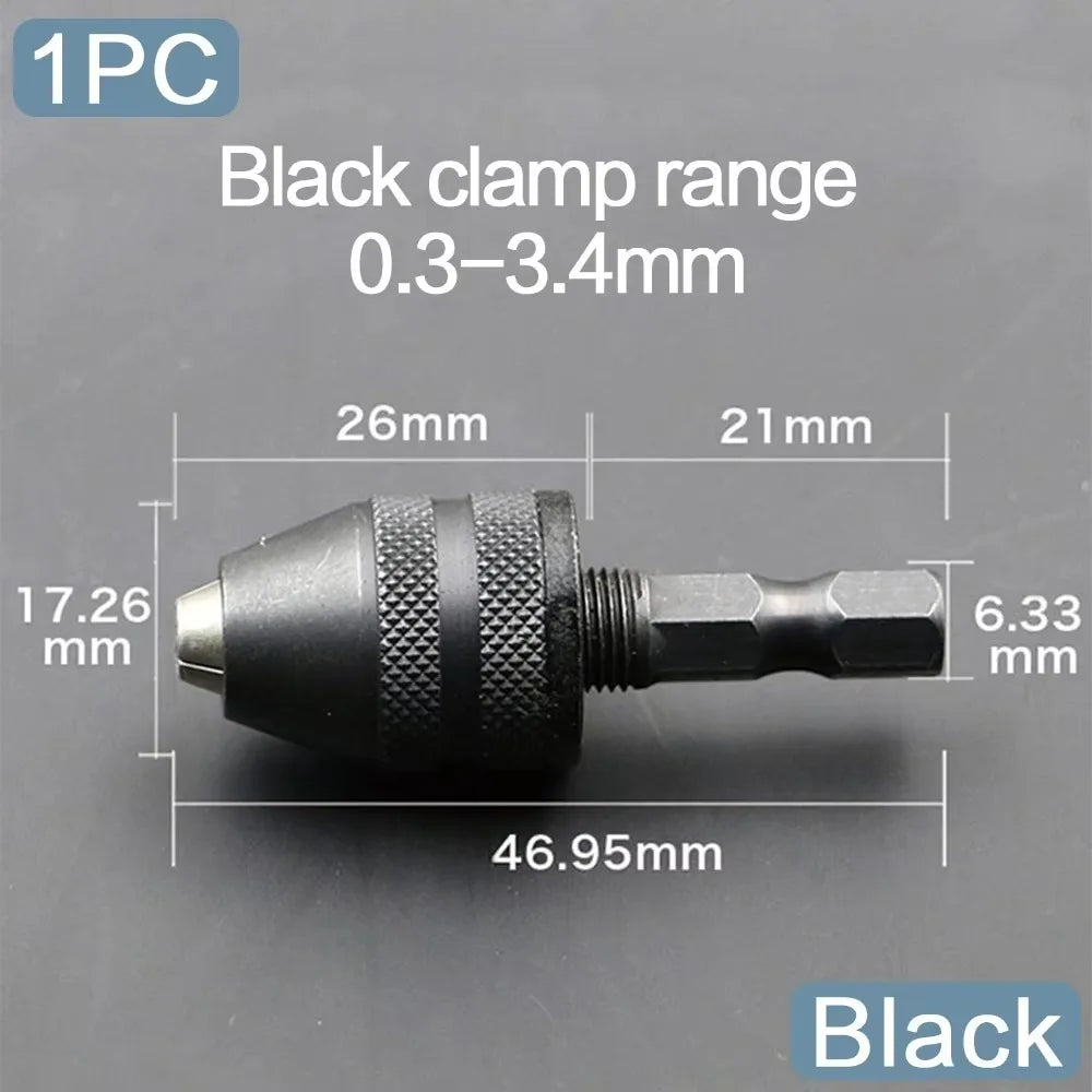 STONEGO Keyless Drill Chuck Converter 3/8"- 24UNF Thread Quick Change Adapter 1/4" Hex Shank