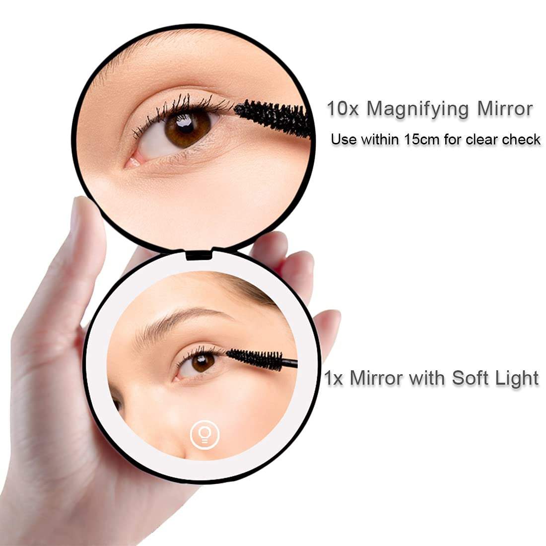 Compact Mirror with LED Light
