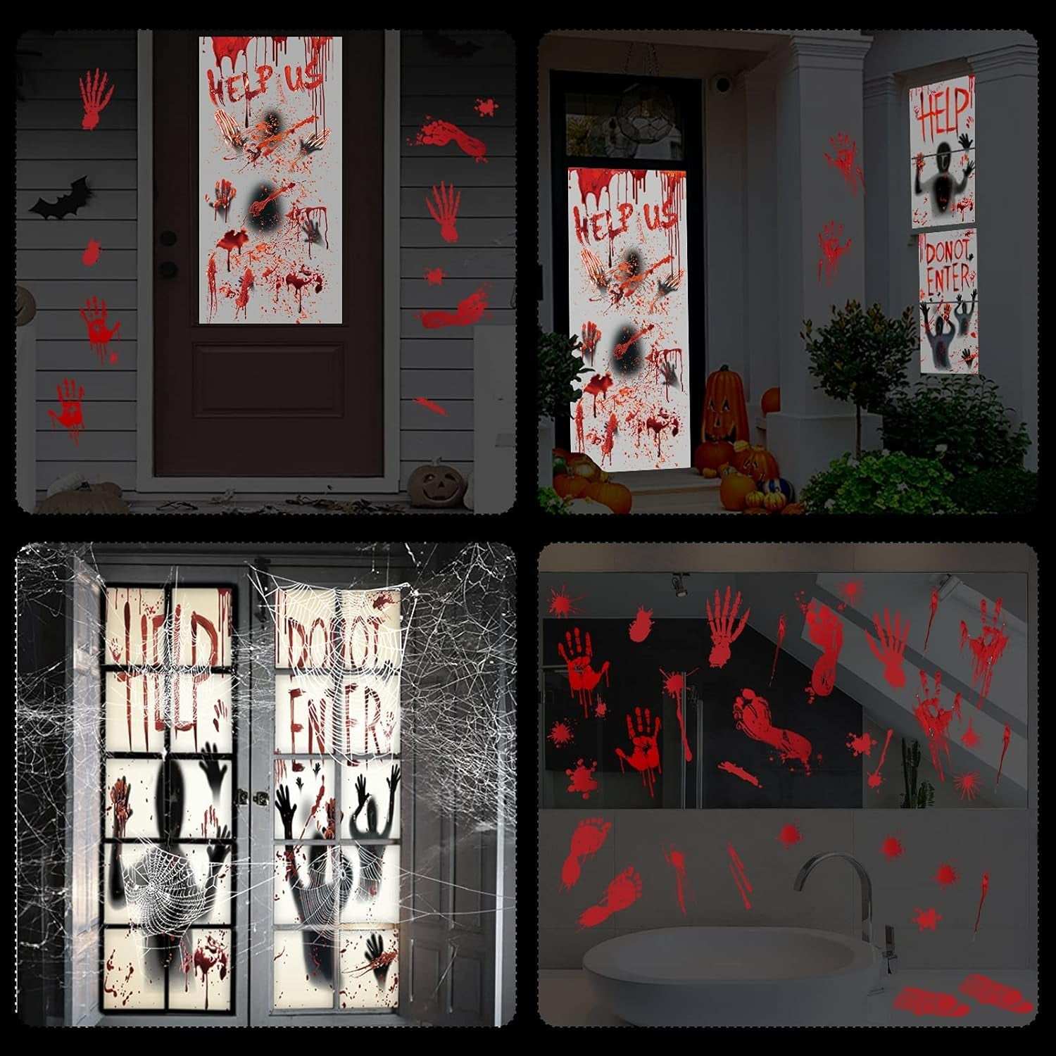 7Pcs Halloween Window Door Decoration Covers Set
