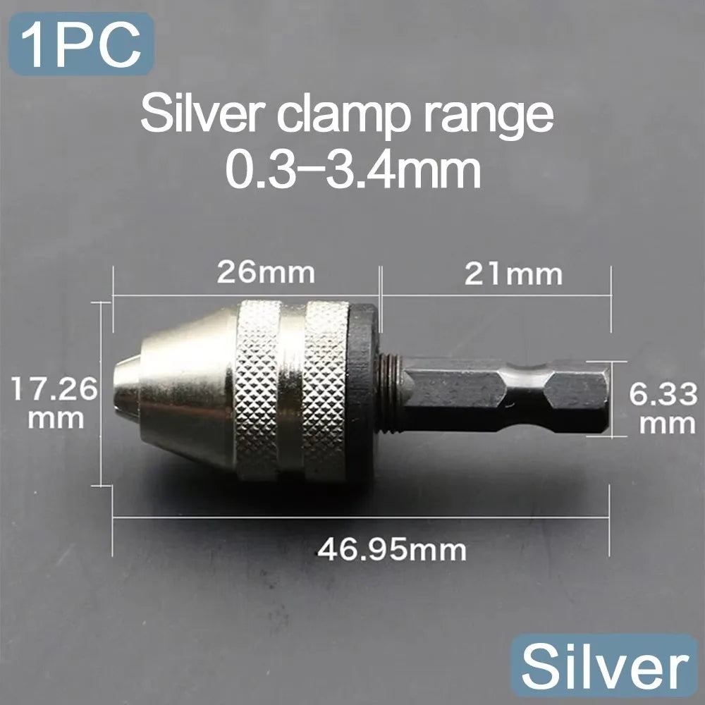 STONEGO Keyless Drill Chuck Converter 3/8"- 24UNF Thread Quick Change Adapter 1/4" Hex Shank