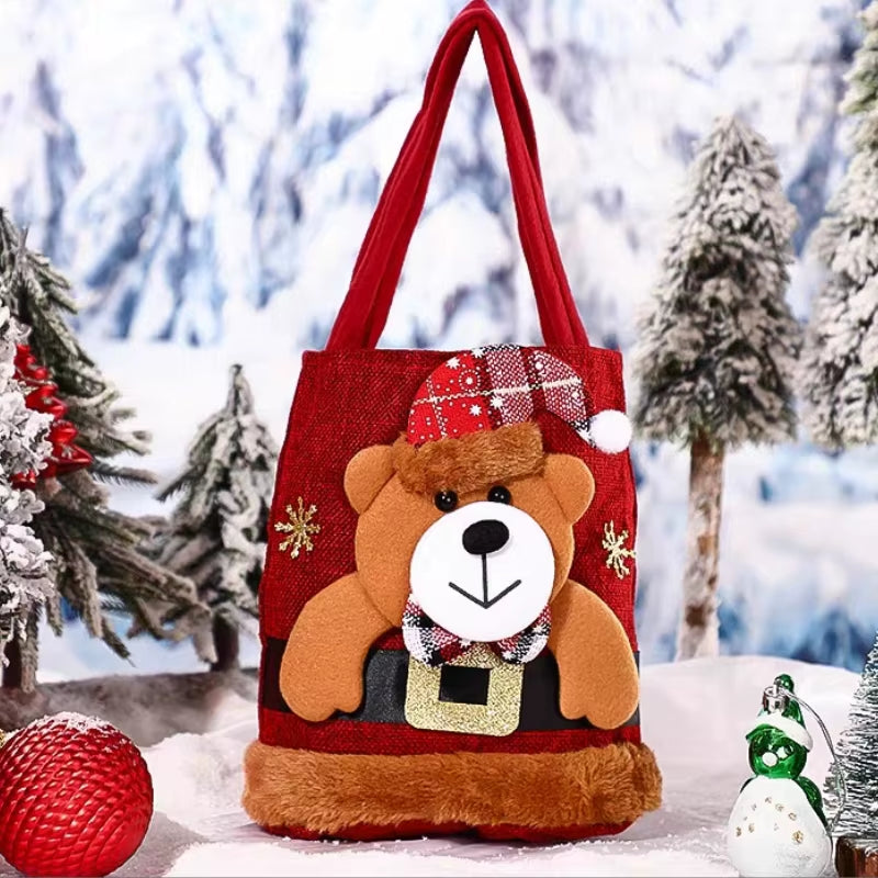10PCS Christmas Gift Bags Tote Gift Bags Christmas Eve Apple Gift Bags Candy Bags Cloth Bags Decorations Christmas