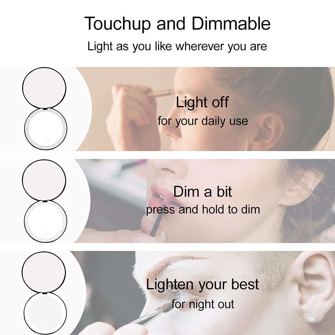 Compact Mirror with LED Light