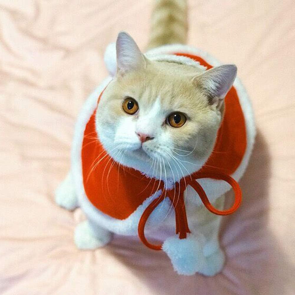 Dog Clothes for Christmas Cat Xmas Holiday Costume Red Christmas Cape Hooded Cloak Winter Outwear Small