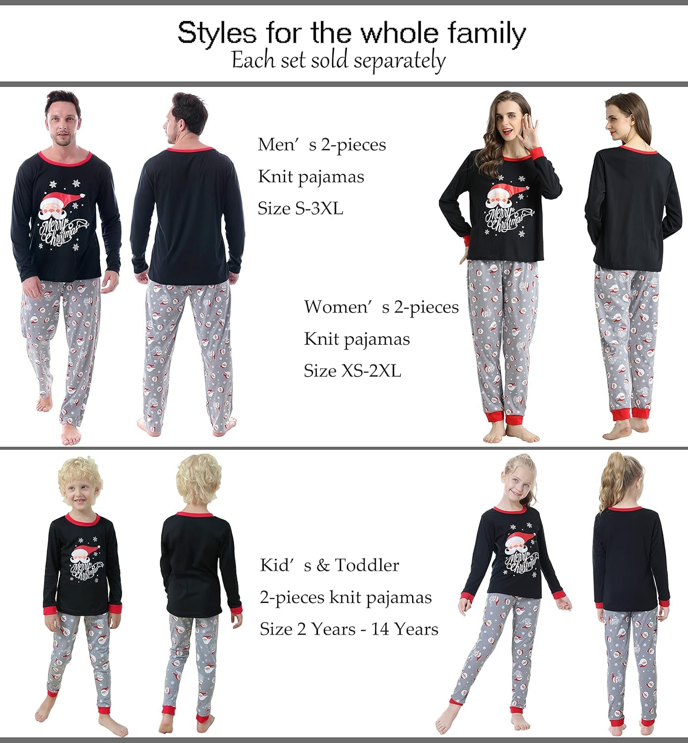 Family Matching Pajama Sets Cute Polar Bear Sleepwear Christmas Clothes Nighty