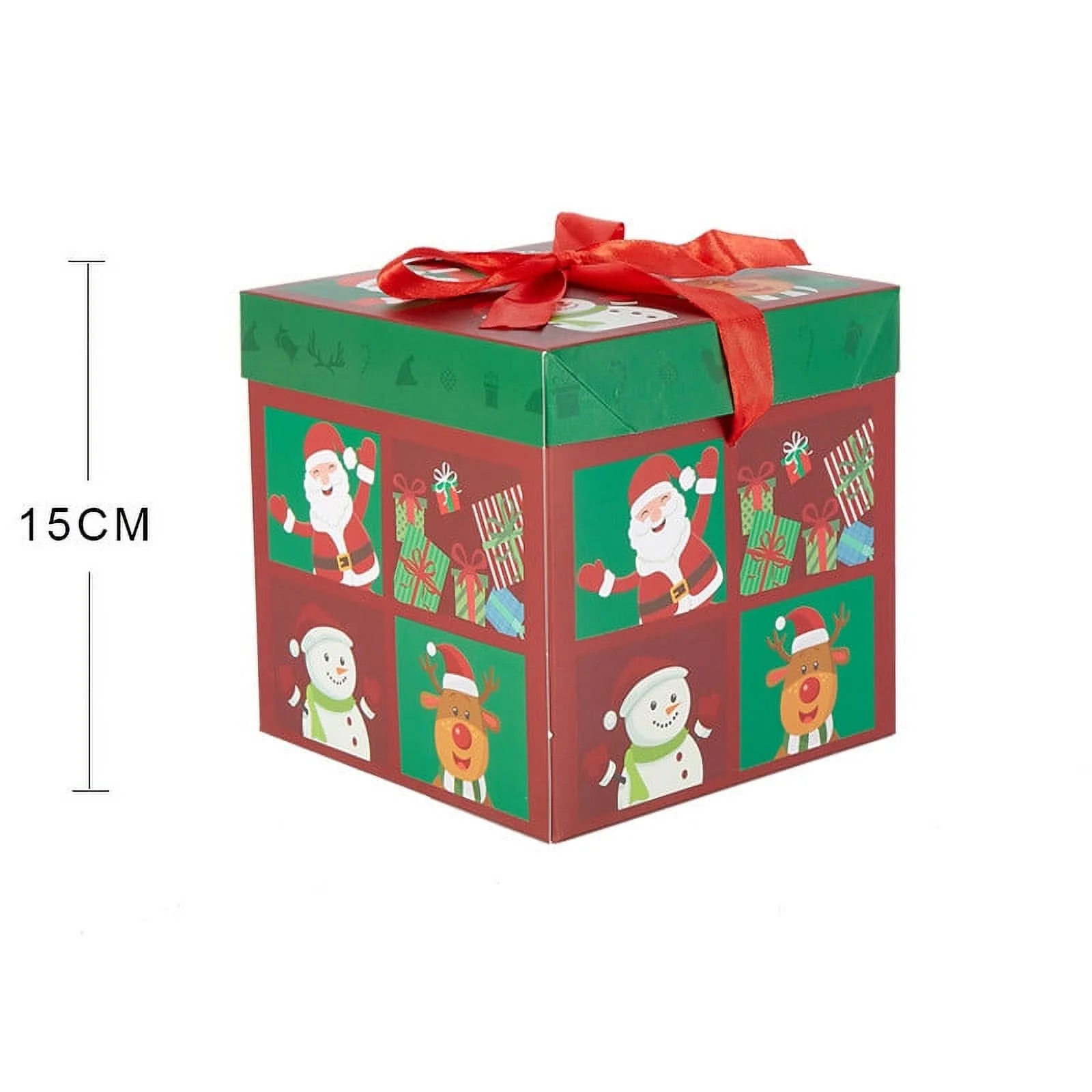 Christmas Gift Boxes with Lids and Ribbons, 1PC Medium Square Gift Boxes, Gift Wrapping Christmas Holiday New Year Presents Party Favor Boxes