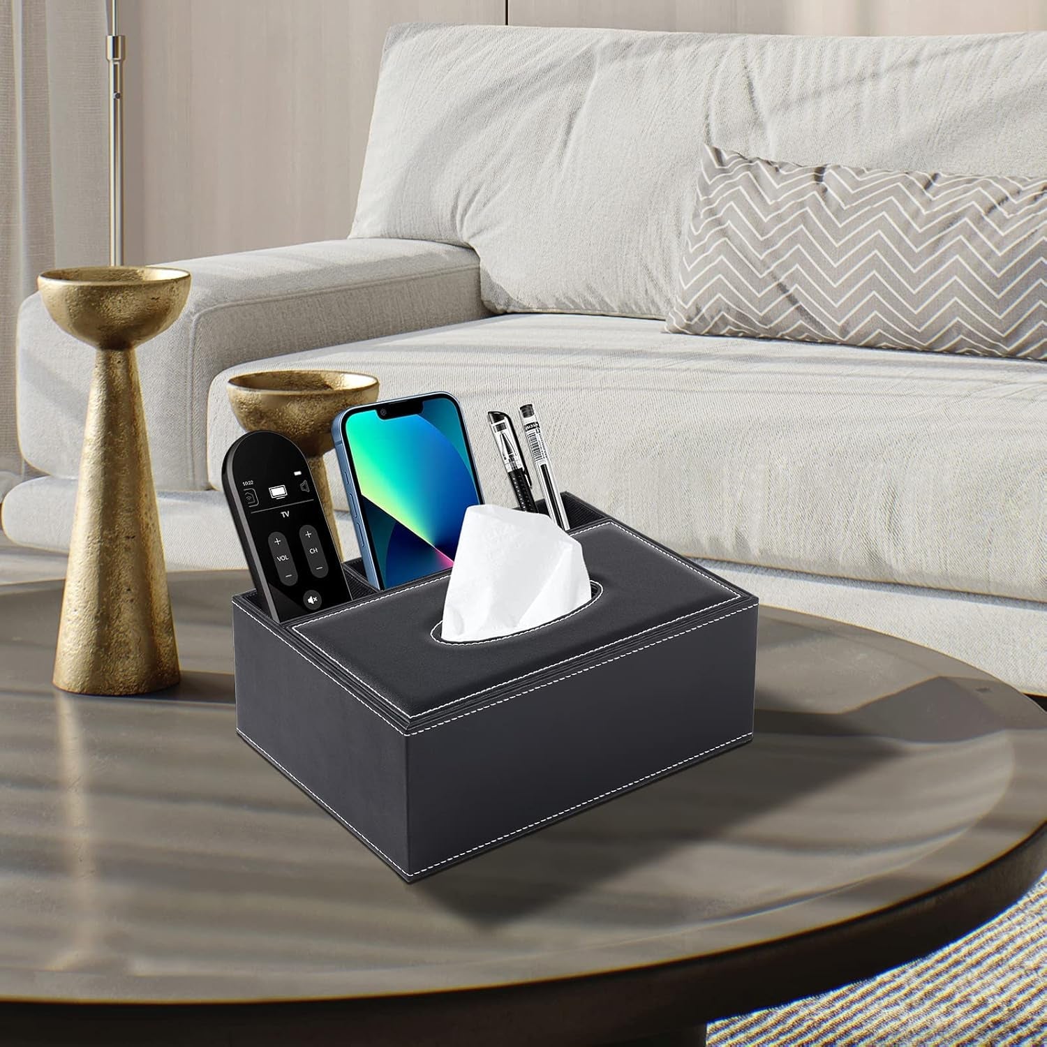 Multifunction PU Leather Tissue Box