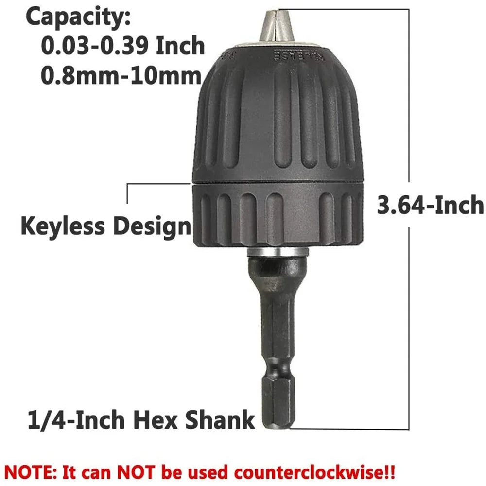 STONEGO Keyless Drill Chuck Converter 3/8"- 24UNF Thread Quick Change Adapter 1/4" Hex Shank