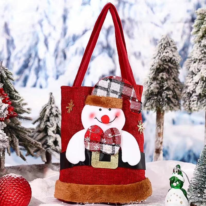 10PCS Christmas Gift Bags Tote Gift Bags Christmas Eve Apple Gift Bags Candy Bags Cloth Bags Decorations Christmas