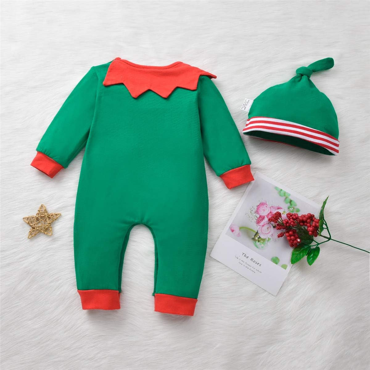 Baby-Christmas-Elf-Outfit-Rompers Jumpsuit for Toddler Boys Girls Christmas Clothes