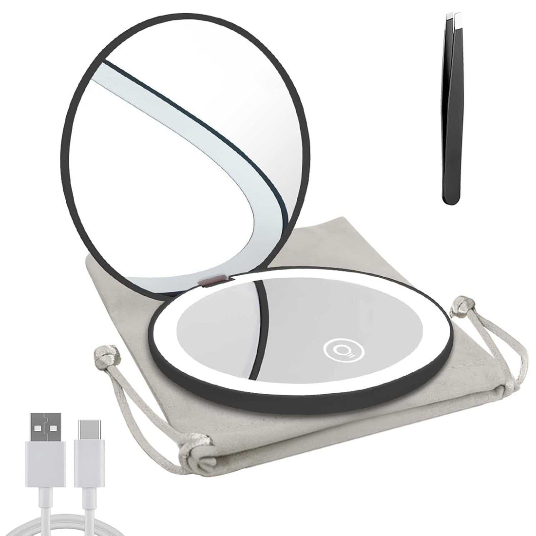 Compact Mirror with LED Light