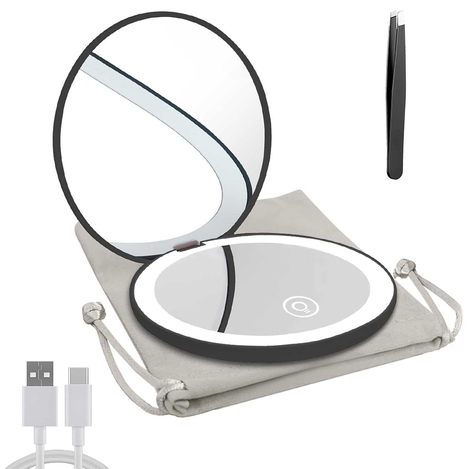 Compact Mirror with LED Light