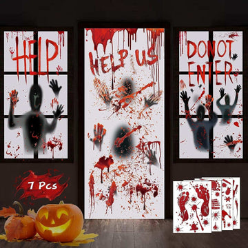 7Pcs Halloween Window Door Decoration Covers Set