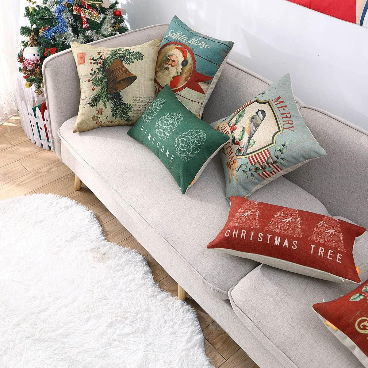 Outdoor Christmas Pillow Cover 18X18 Inch Home Decor Decorative Cushion Case for Sofa Couch Rustic Winter Bird Decorations Throw Pillowcase CC1861