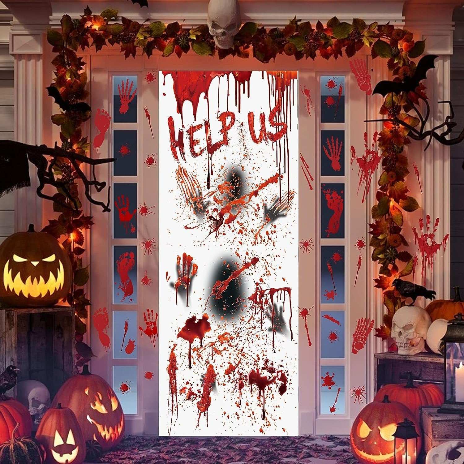 7Pcs Halloween Window Door Decoration Covers Set
