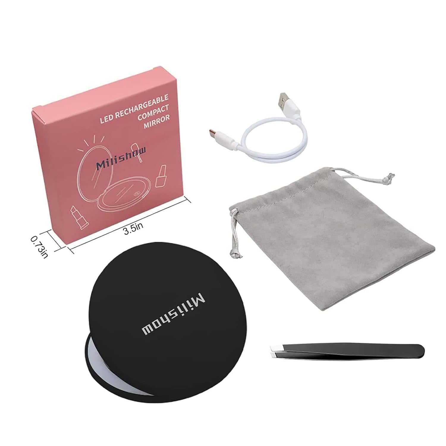 Compact Mirror with LED Light