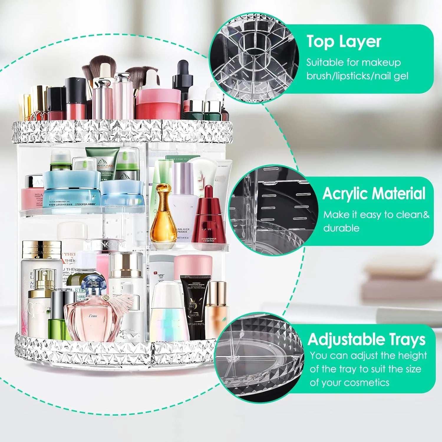 360° Rotating Makeup Organizer